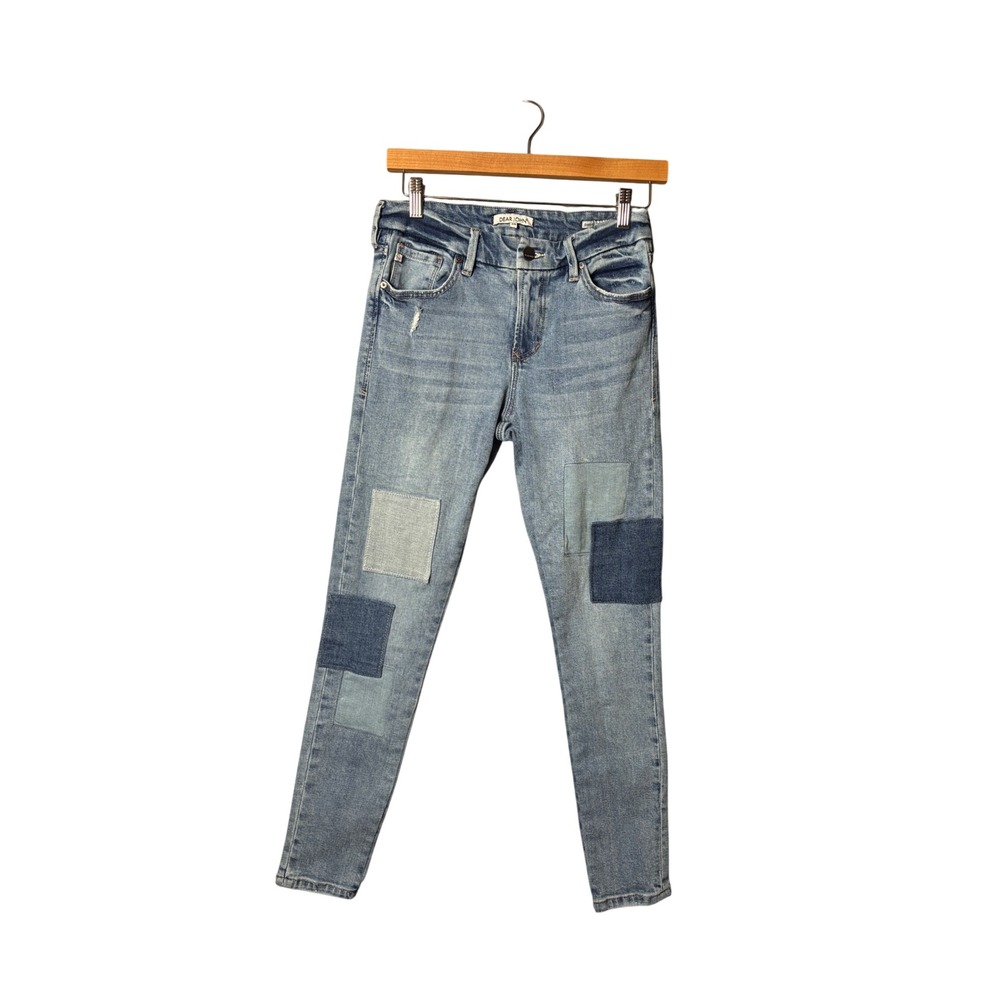 Dear John Womens Gisele Skinny Jeans 26 Blue Patchwork High Rise Boho Loveland